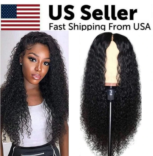 AA Hair Front Wig Womens Brazilian Human Long Curly Lace Wavy Hair Wigs US